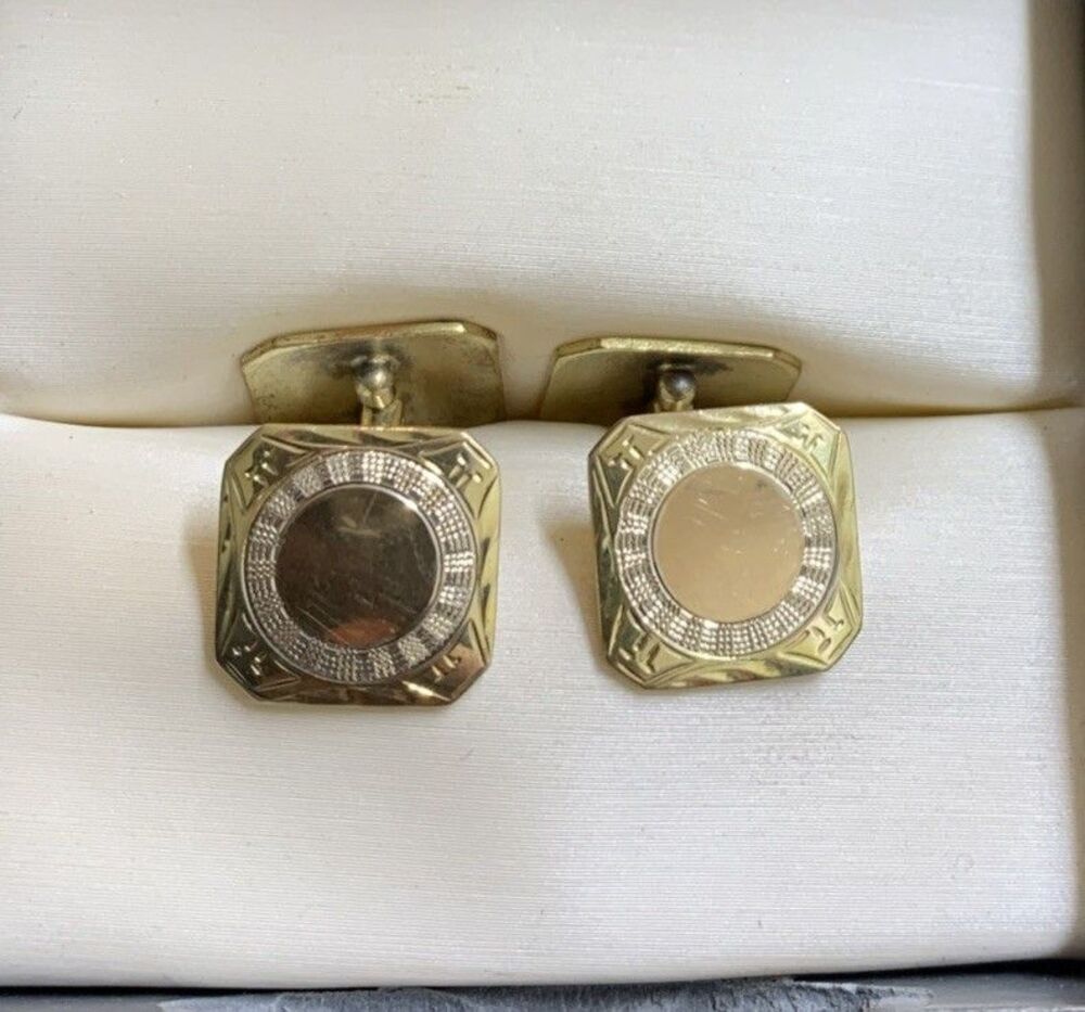 Antique Signed S&S Gold Tone Cufflinks Gold Filled